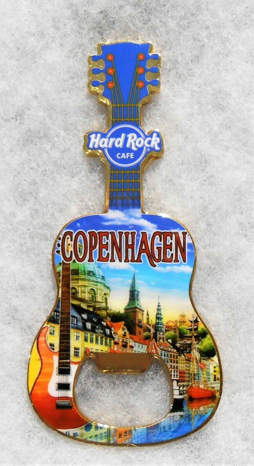 Hard Rock Cafe Copenhagen V16 City Bottle Opener Guitar Magnet