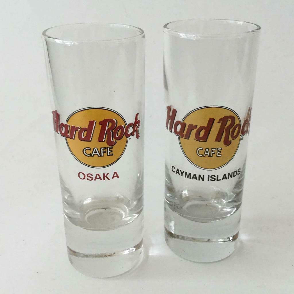 Hard Rock Cafe Shot Glass Lot Of 2 Osaka Japan & Cayman Islands