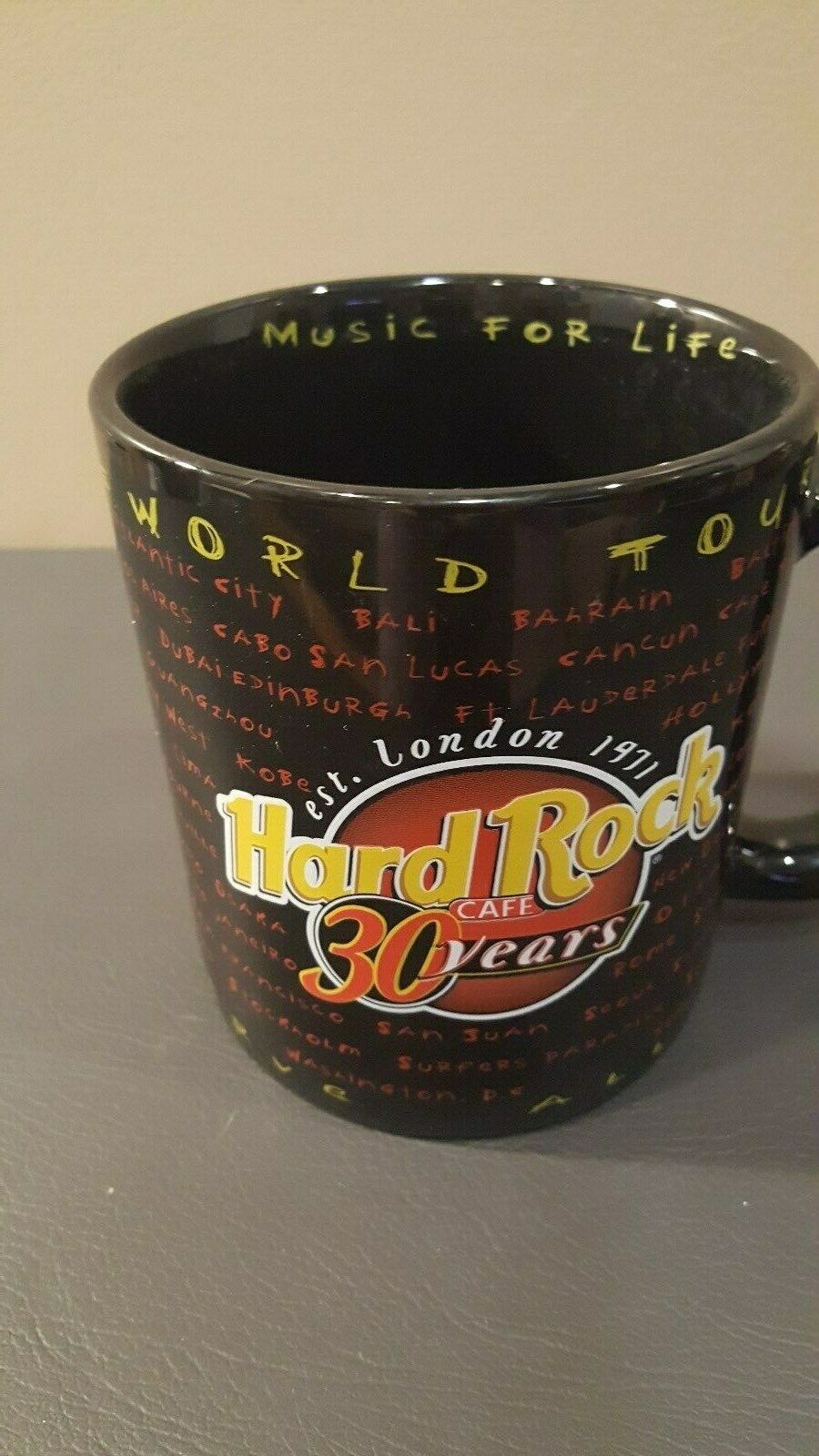 Hard Rock Cafe 30 Years Anniversary World Tour Black Coffee Jumbo Mug Cup
