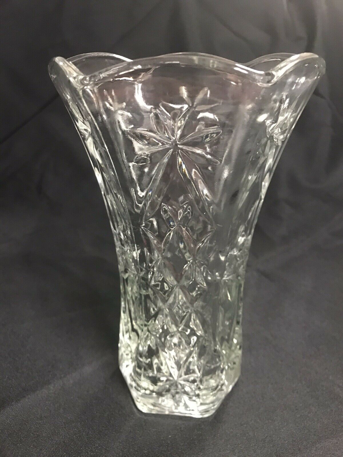 Eapg Hexagon Vase 8 1/2 Inches Tall With Star Of David
