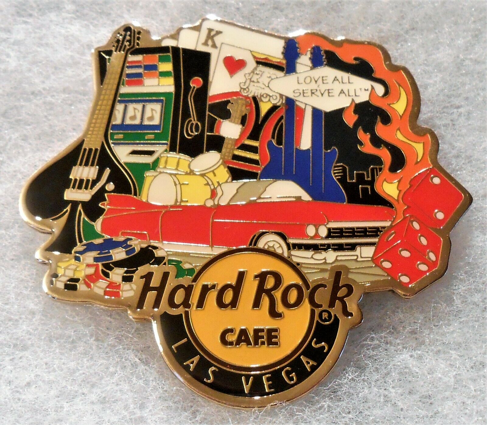 Hard Rock Cafe Las Vegas Alternative City Magnet With Guitars Dice Chips & Slot