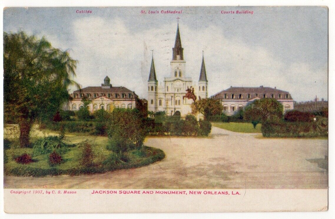New Orleans Louisiana C1907 Jackson Square, Cabildo, St. Louis Cathedral, Court
