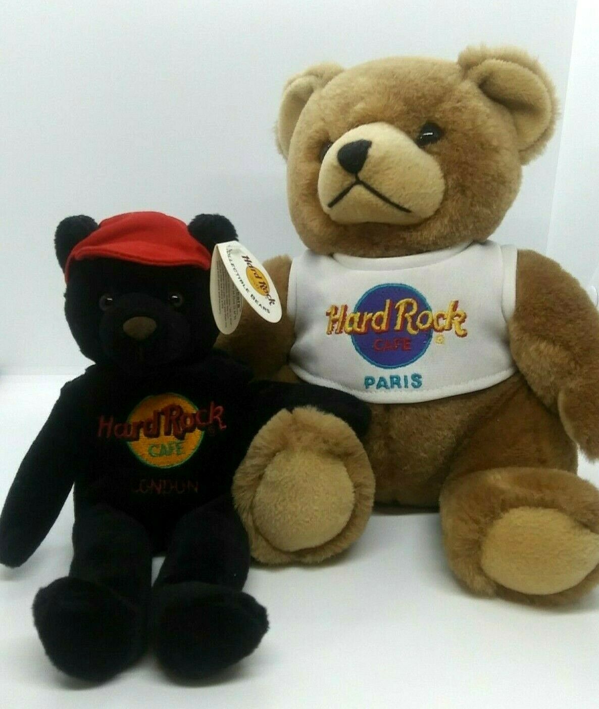 Hard Rock Cafe London Charlie Beara Black Beanie Bear With Paris Bear - Lot Of 2