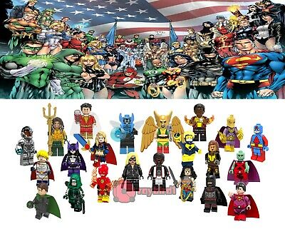 22pcs Justice League Superhero Atom Hawkgirl Building Blocks Mini Figure Diy Toy