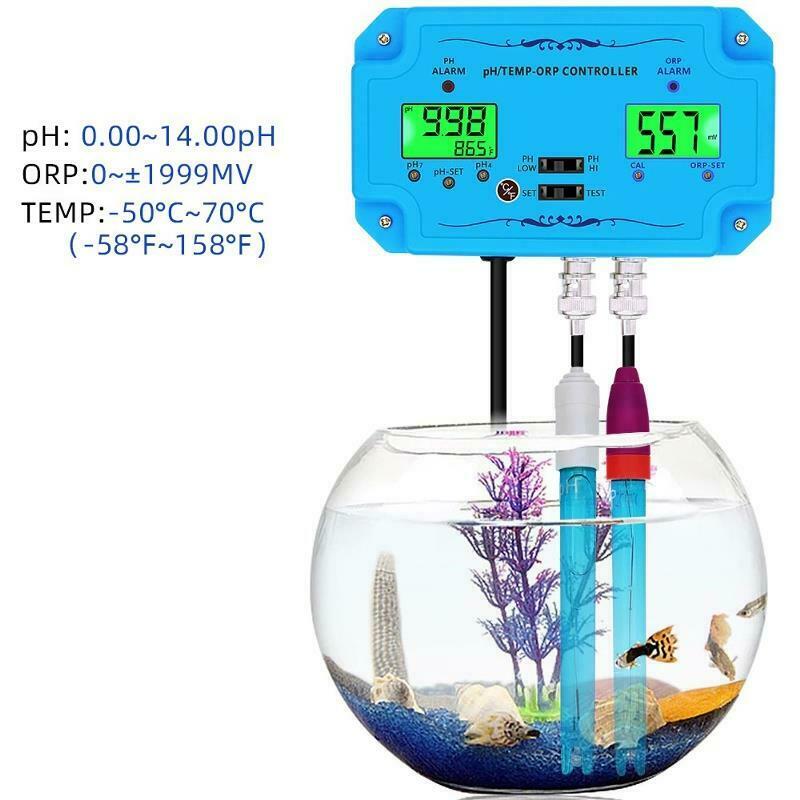 Ph Temp Orp Controller 3 In 1 Meter Bnc Type Detector Probe Water Quality Tester
