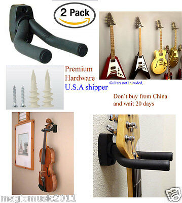 2-pack Guitar Hanger Hook Holder Wall Mount Display Acoustic Electric. Grj-q2
