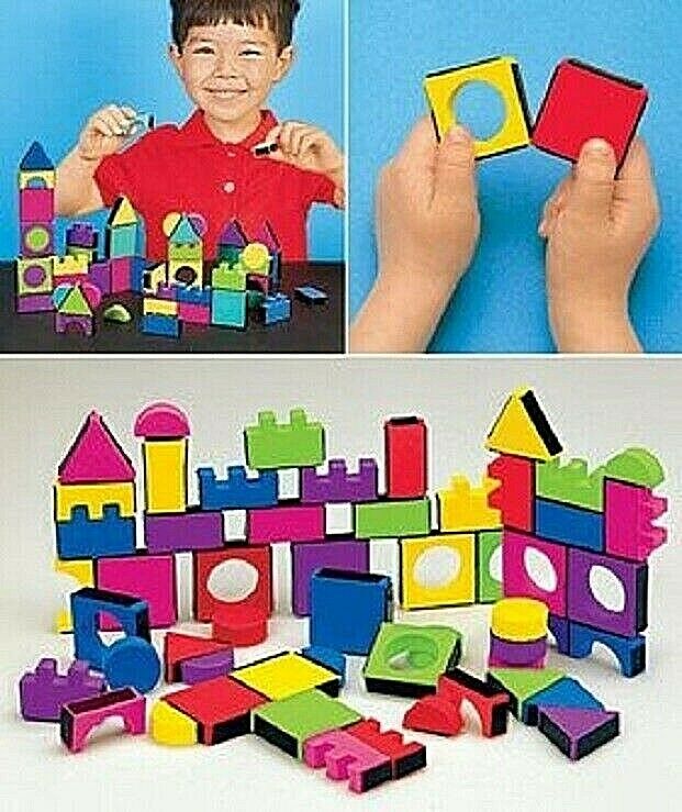 Kids Magnetic Blocks 108 Pieces Colorful Foam Blocks Make Imagination Leads +4