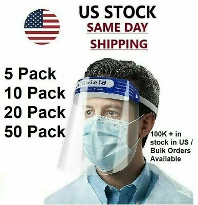 Face Shield Medical Safety Clear Protector Anti-splash Lot 5/10/20/50/200 Pack