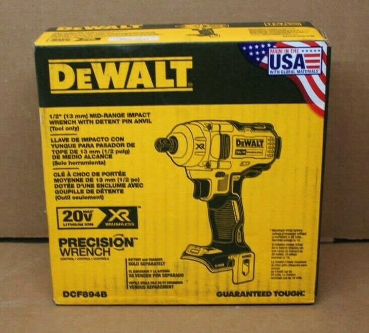 Dewalt 1/2" Mid-range Impact Wrench With Detent Pin Anvil (tool Only)
