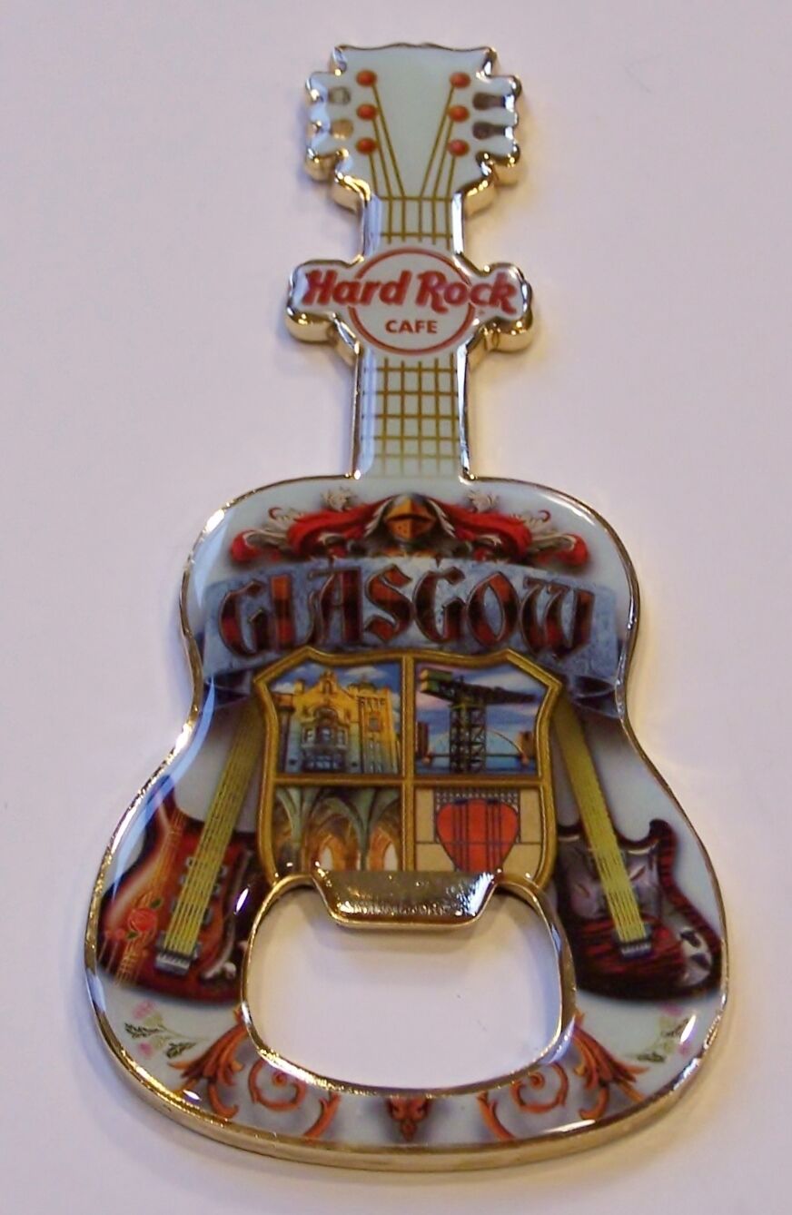 Hard Rock Cafe Glasgow V13 City Bottle Opener Guitar Magnet