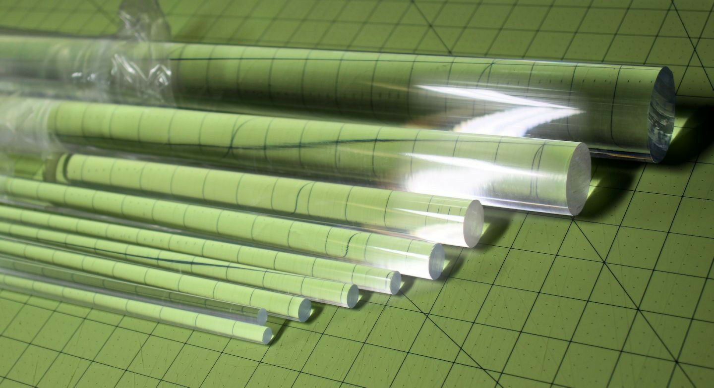 2 Pc  1/2” Diameter 12” Inch Long Clear Acrylic Plexiglass Lucite Plastic Rod