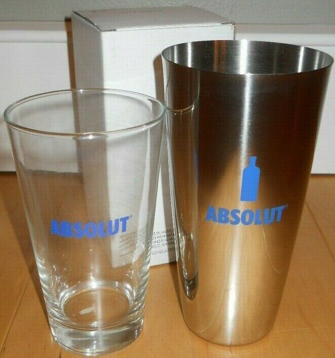 2 Piece Absolute Glass & Stainless Steel Martini Shaker Set  - New With Box