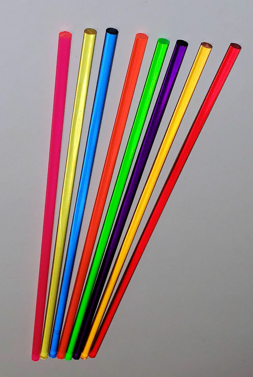 8 Different Clear Color Acrylic Plexiglass Plastic Lucite Rod 1/4” Inch Diameter