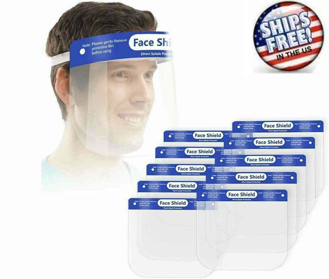 Full Face Shield Reusable Protection Cover Mask Face Eye Medical Clear Usa 4 Pcs