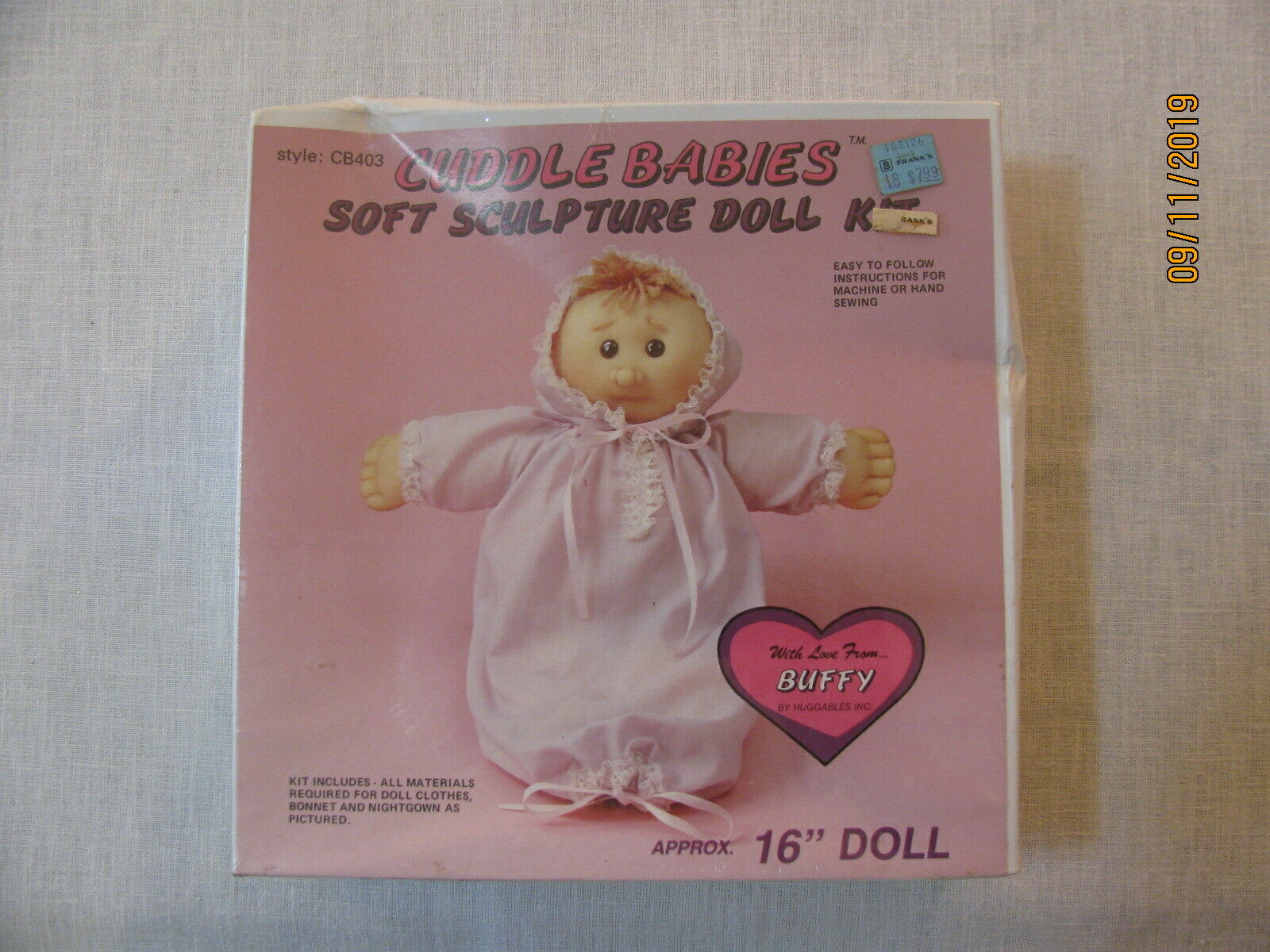 New Vtg Huggables Cuddle Babies Soft Sculpture Doll Kit Cb403 Buffy, 16"