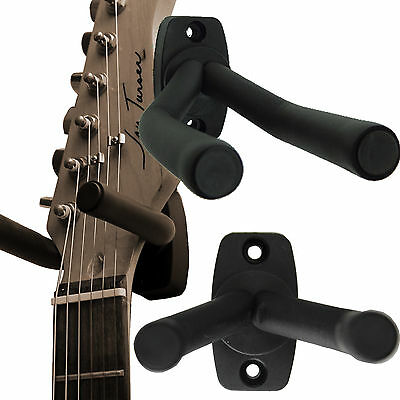 Guitar Hanger - Wall Display Adjustable Width Acoustics Electrics Bass Black New