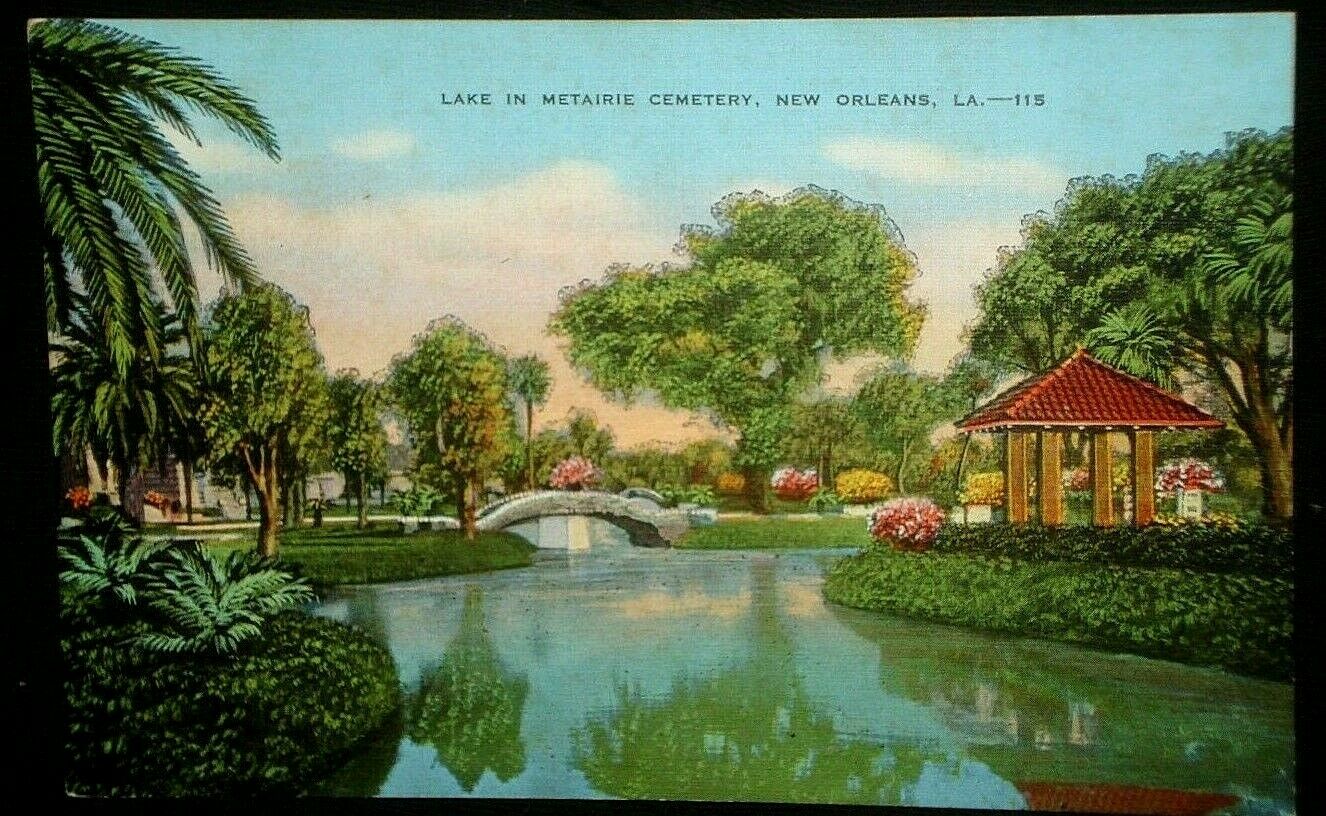 Lake Metairie Cemetery 1940 Postcard New Orleans La