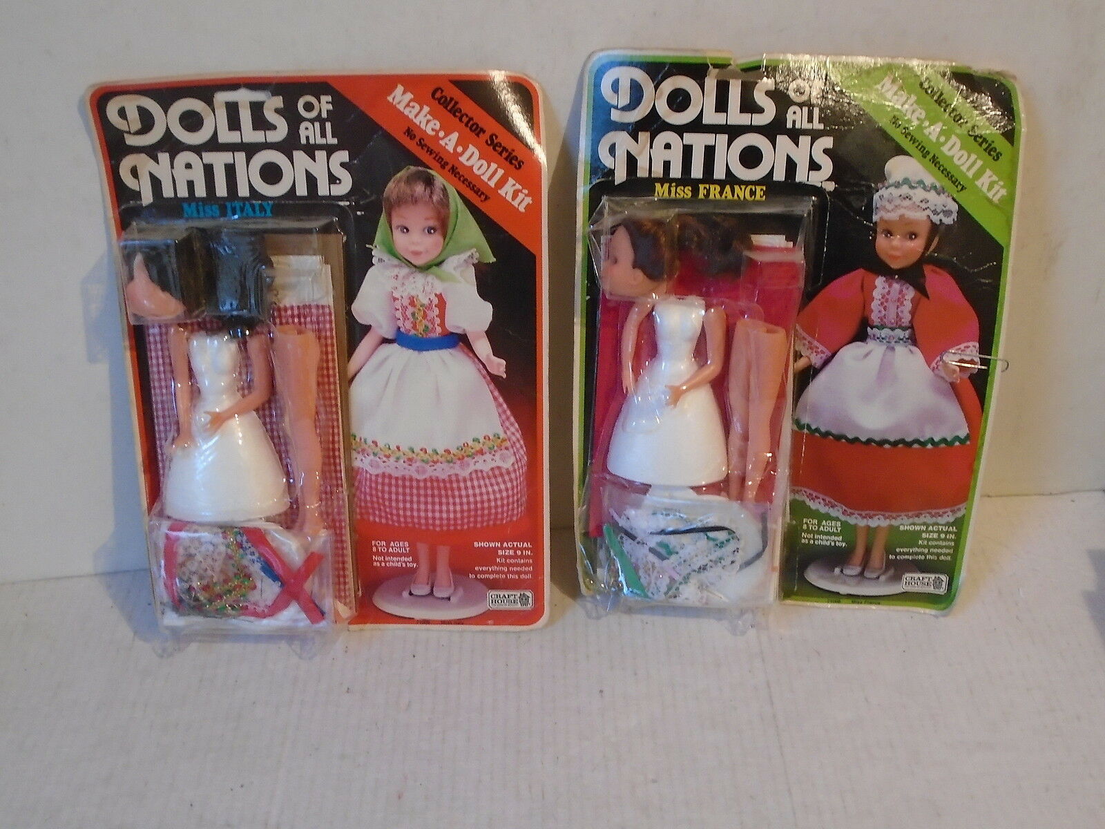 2 Craft House Dolls Of All Nations Kit Collectors' Series 9" Miss Italy & France