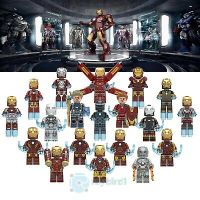 19pcs Different Iron Man Mark Armor Superhero Mini Figure Building Block Diy Toy