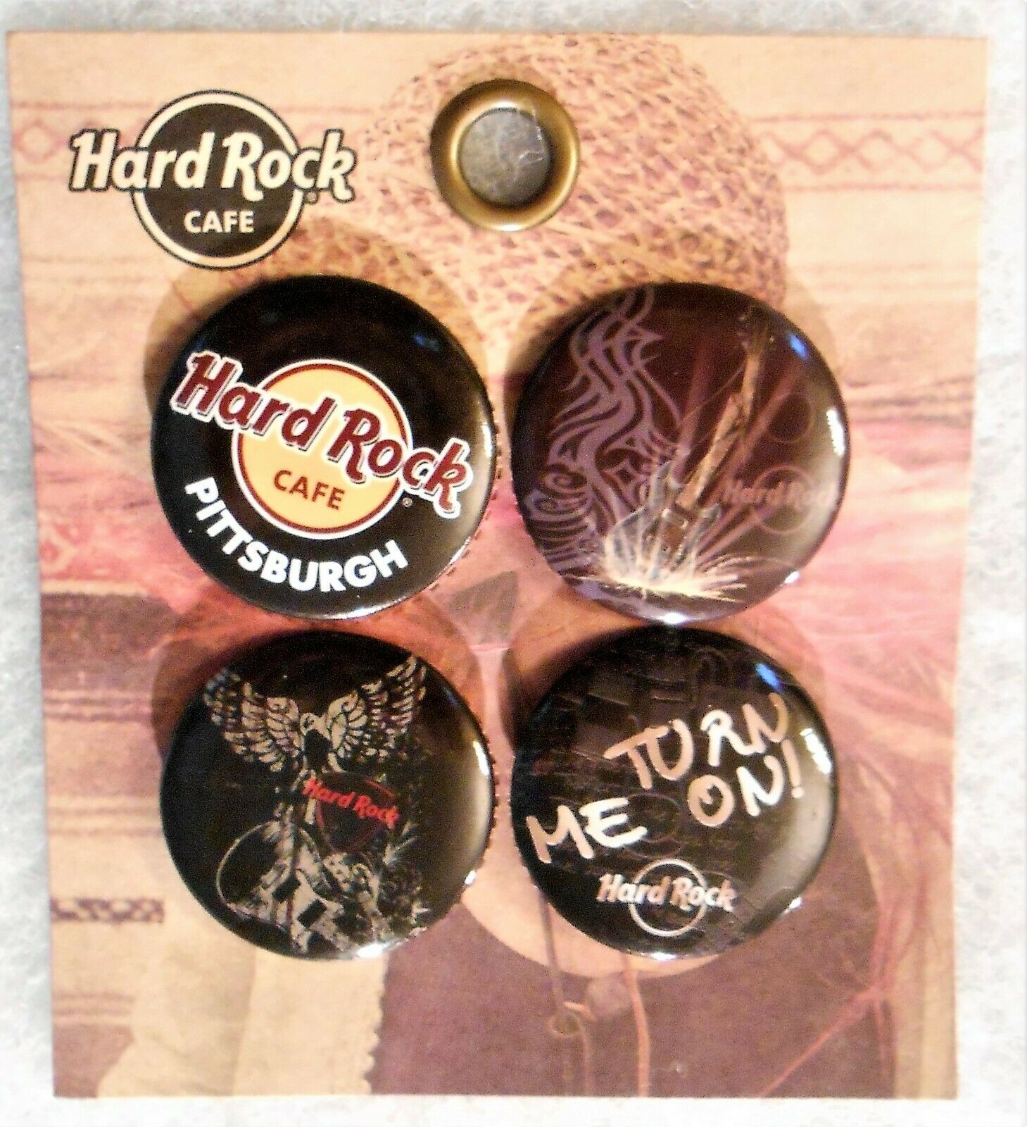 Hard Rock Cafe Pittsburgh 4 Pack Of Different Buttons - See Picture - New