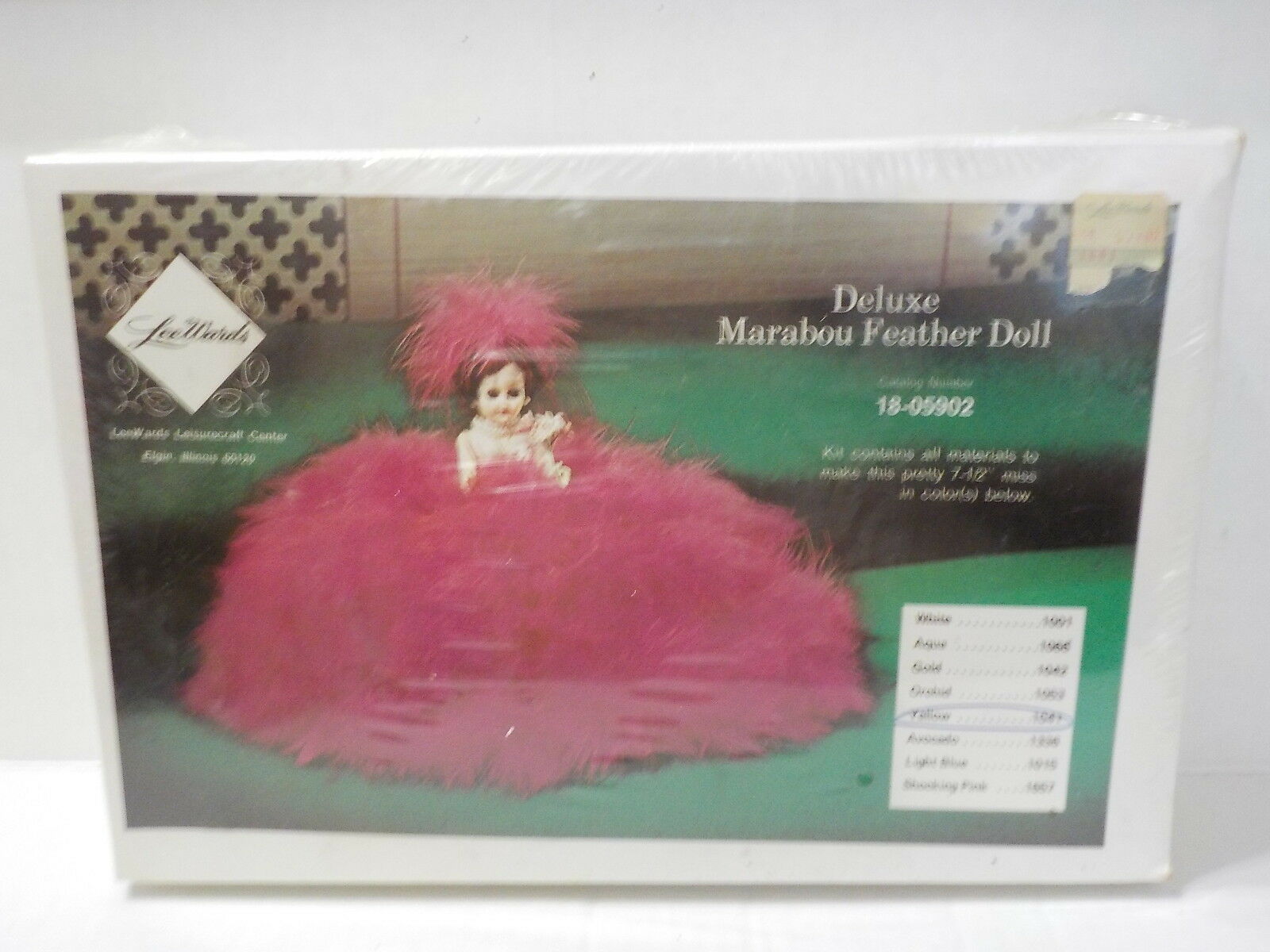 Vintage Lee Wards Deluxe Marabou Feather Doll Kit Yellow
