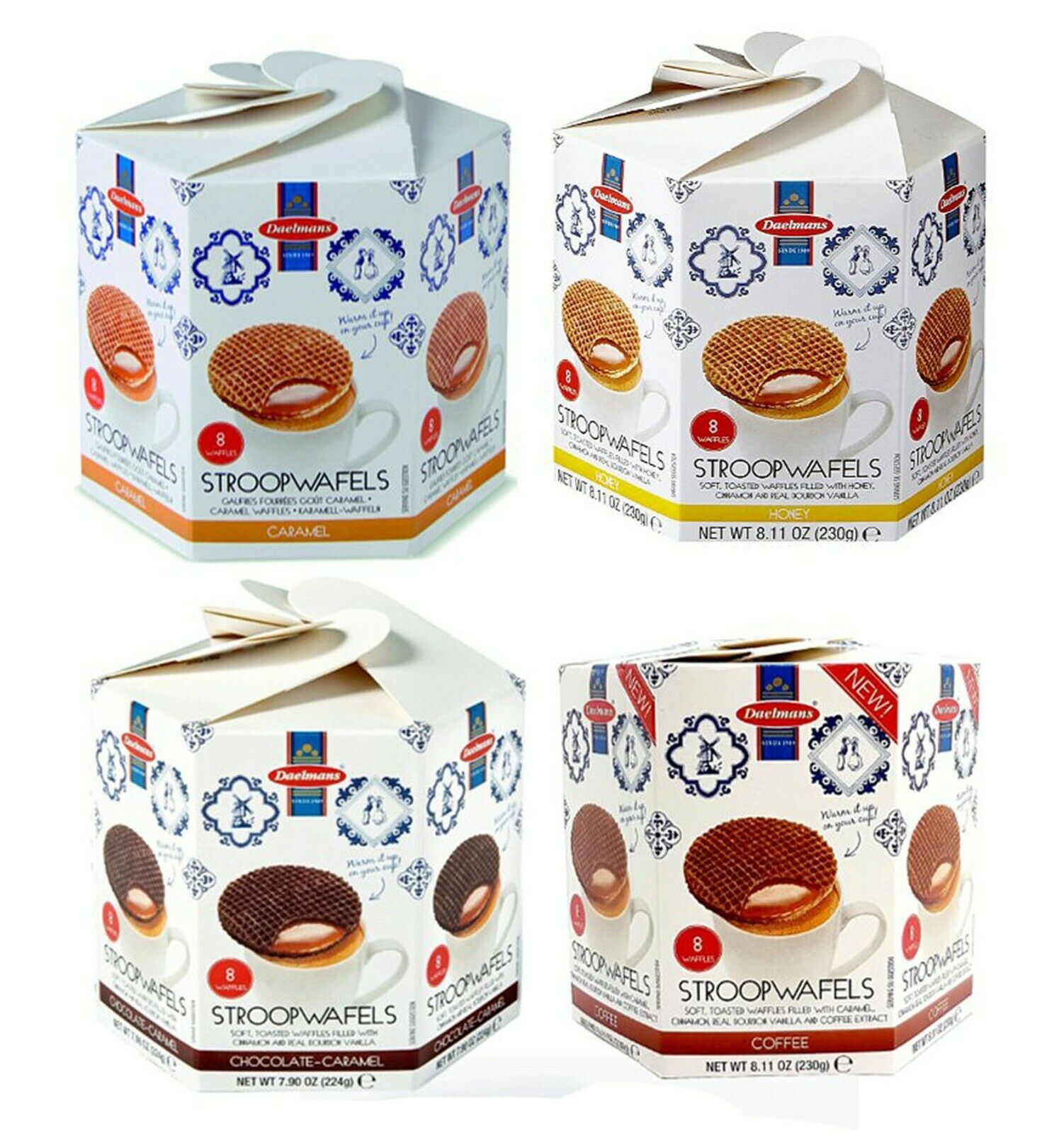 Daelmans Dutch Stroopwafels Wafers Caramel, Honey, Chocolate, Or Coffee 8.1 Oz.