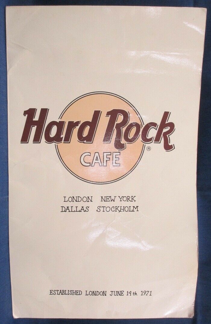 1971 Hard Rock Cafe Menu Alan Aldridge Artwork