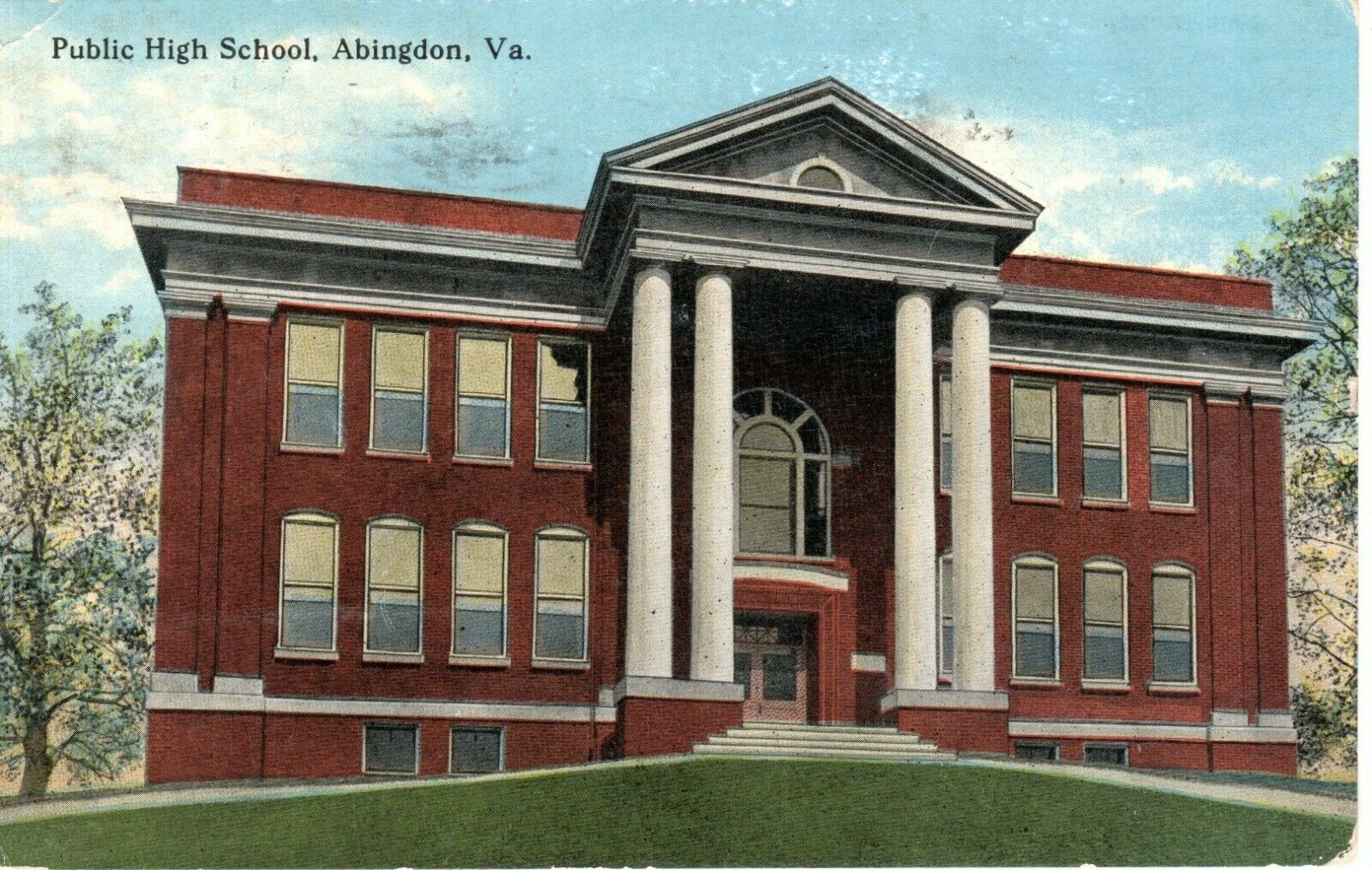 1916 Abingdon Va - Public High School In Color