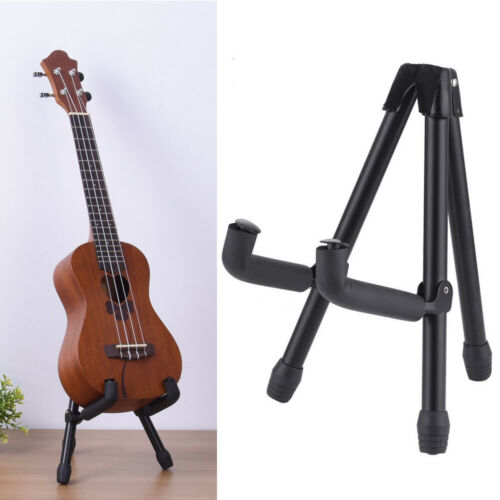 Folding Electric Acoustic Bass Guitar Stand A Frame Floor Rack Holder Hanger Blk