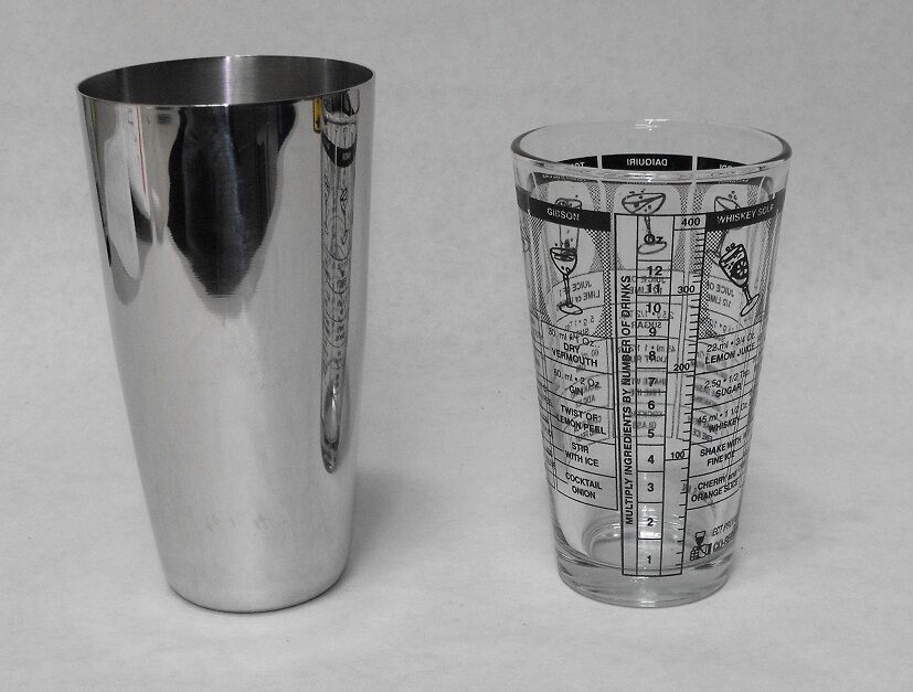 (2-piece)  Boston Shaker Set Printed Mixing Glass & Stainless Shaker Tin Bar Kit