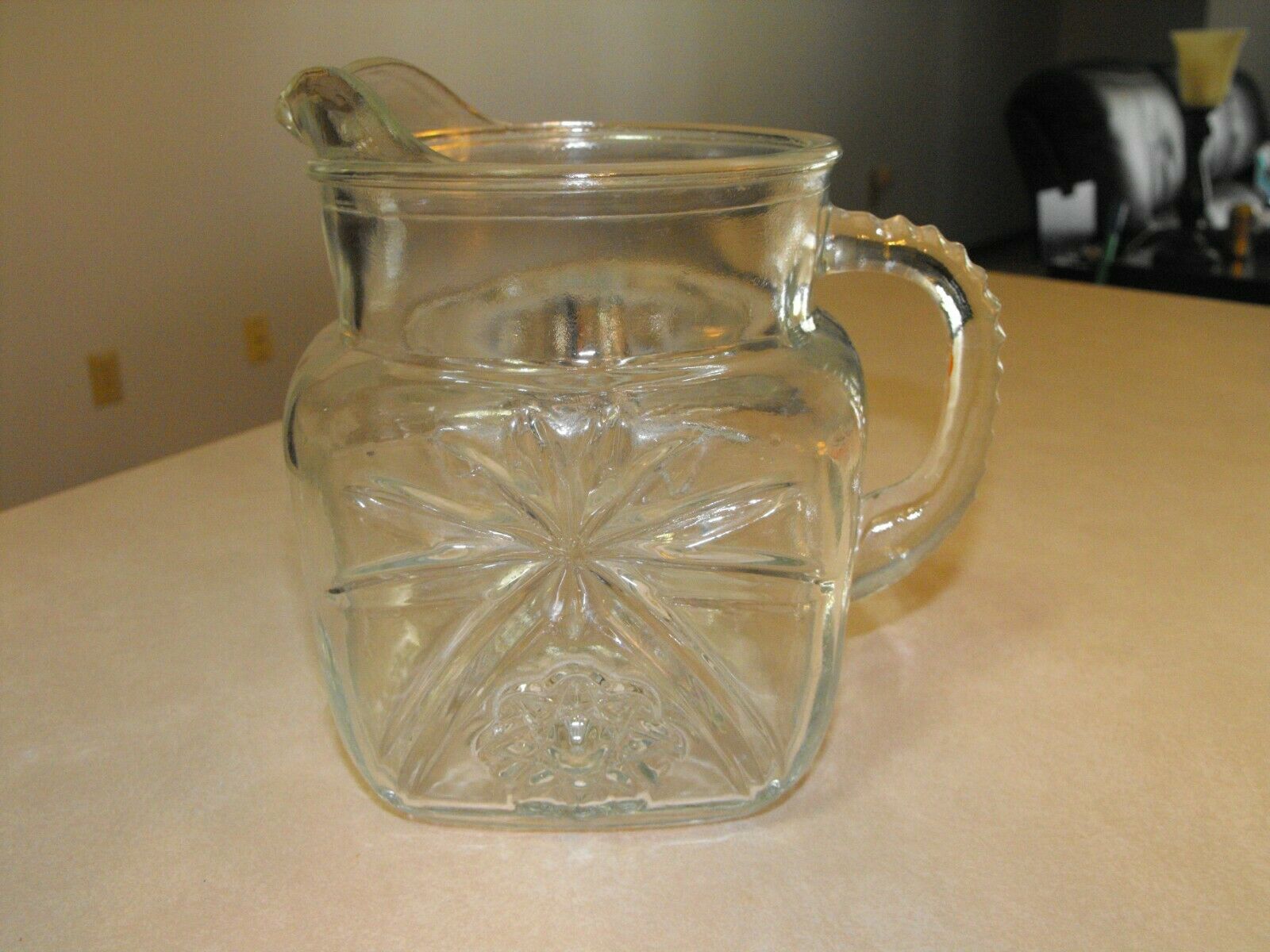 Vintage Early American Prescut Square Pitcher Excellent